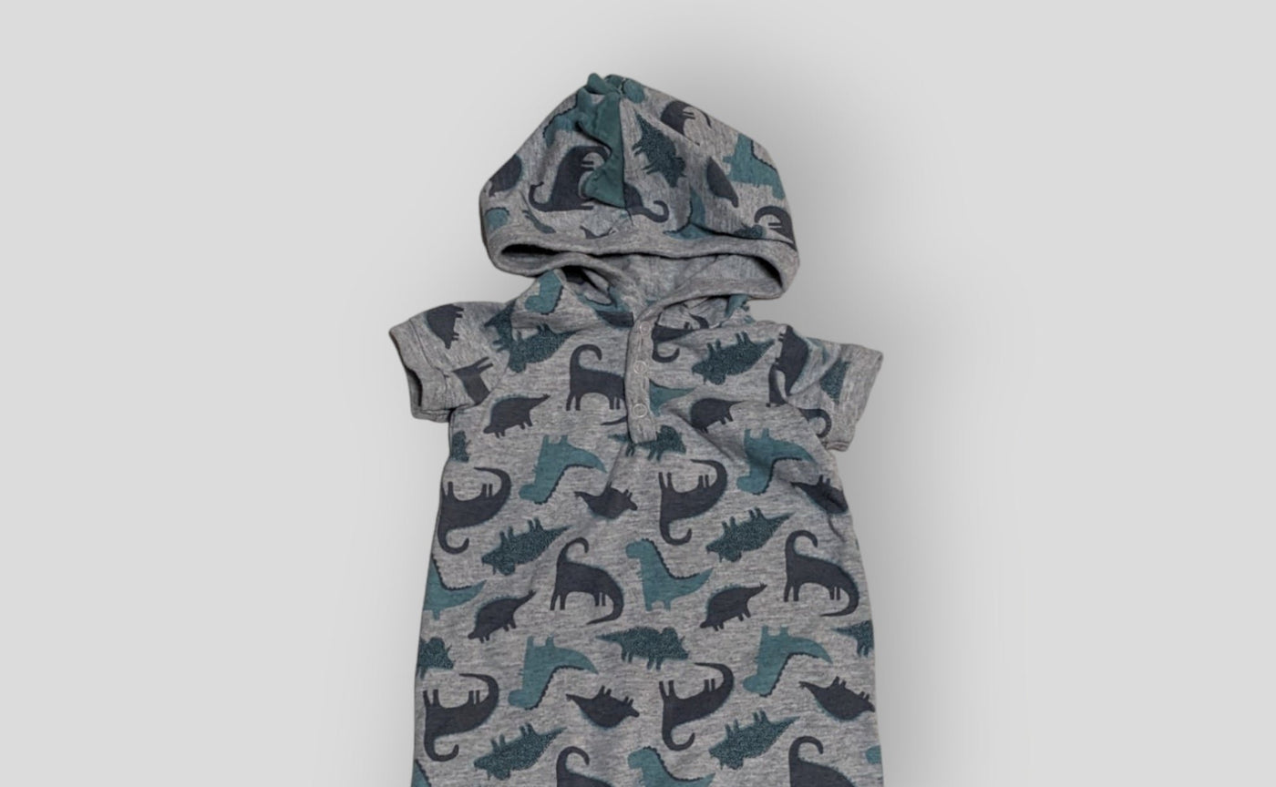 Just One You Grey and Blue Dinosaur Short Sleeve Romper (6M)