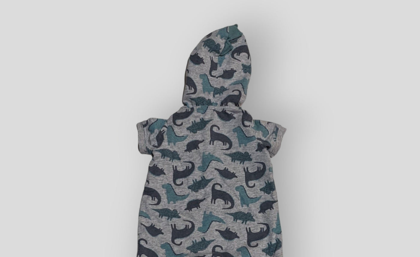 Just One You Grey and Blue Dinosaur Short Sleeve Romper (6M)