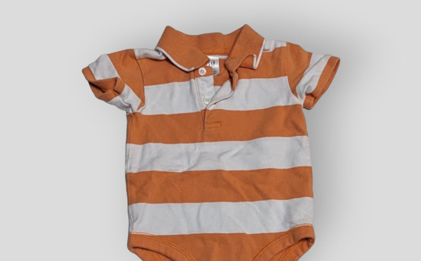 Baby Gap Orange and White Striped Collar Onesie (6M)