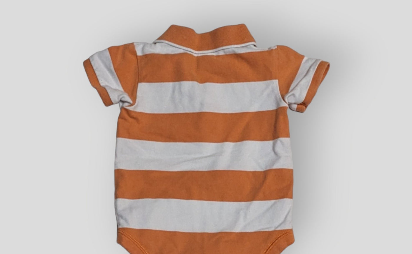 Baby Gap Orange and White Striped Collar Onesie (6M)