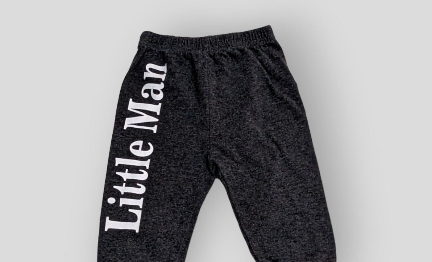 Black " Little Man" Sweat Pants (6M)