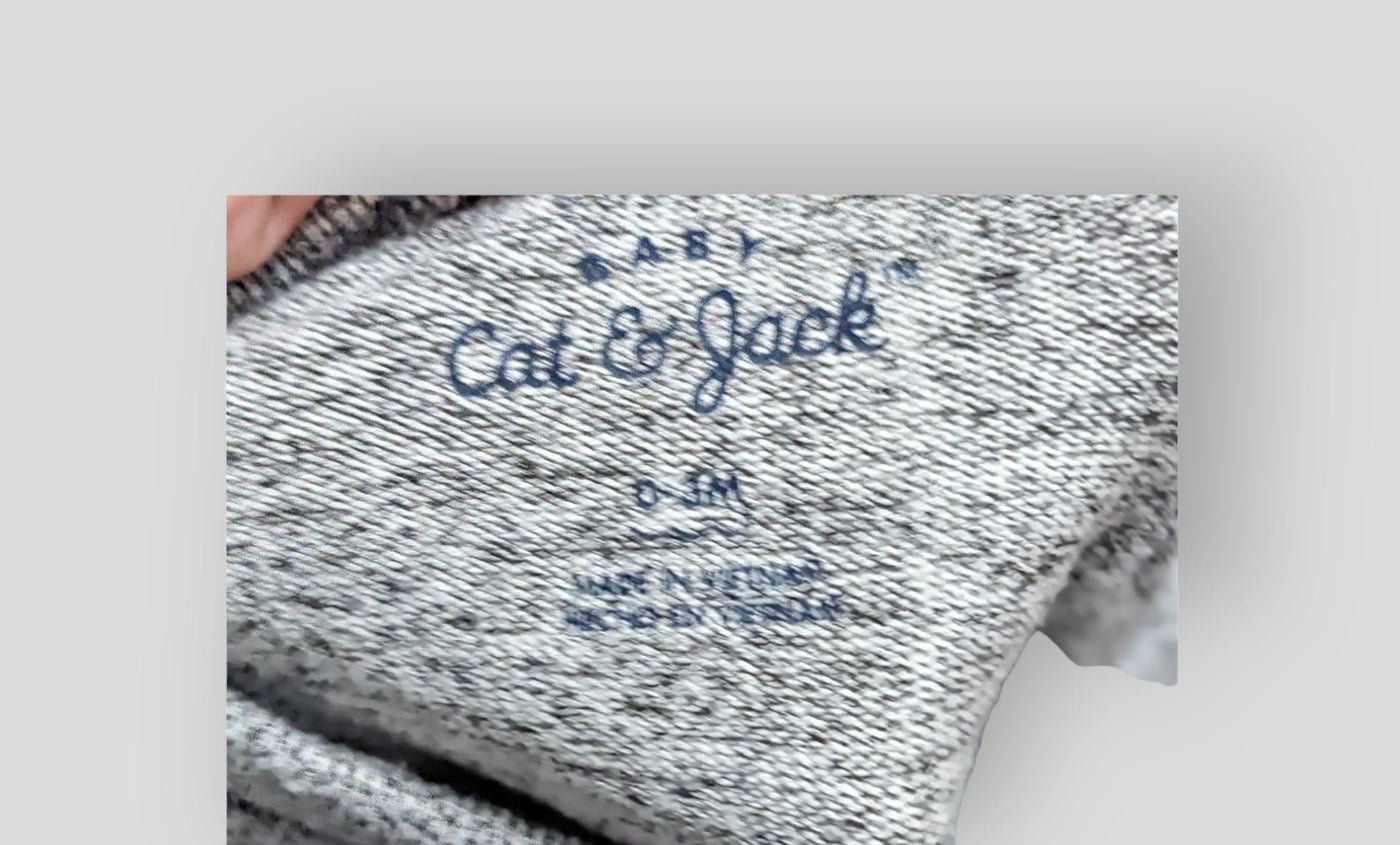 Cat & Jack Grey and Black "Up All Night" Sweater (3M)