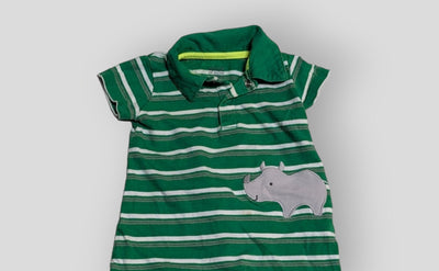 Child of Mine Green Striped Rhino Sleeper (3M)