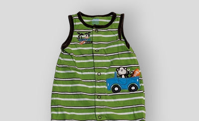 Child of Mine Green Striped Shirt Sleeve Sleeper (3M)