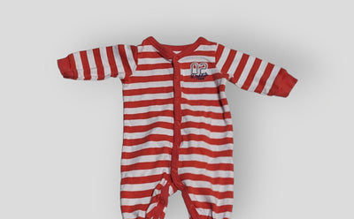 Carter's Orange and White Striped Baseball Sleeper (3M)