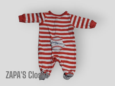 Carter's Orange and White Striped Baseball Sleeper (3M)