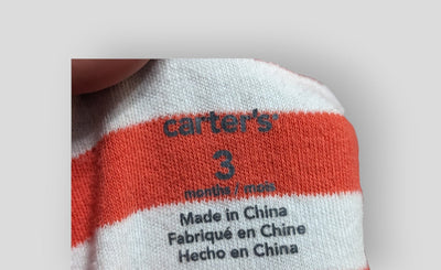 Carter's Orange and White Striped Baseball Sleeper (3M)