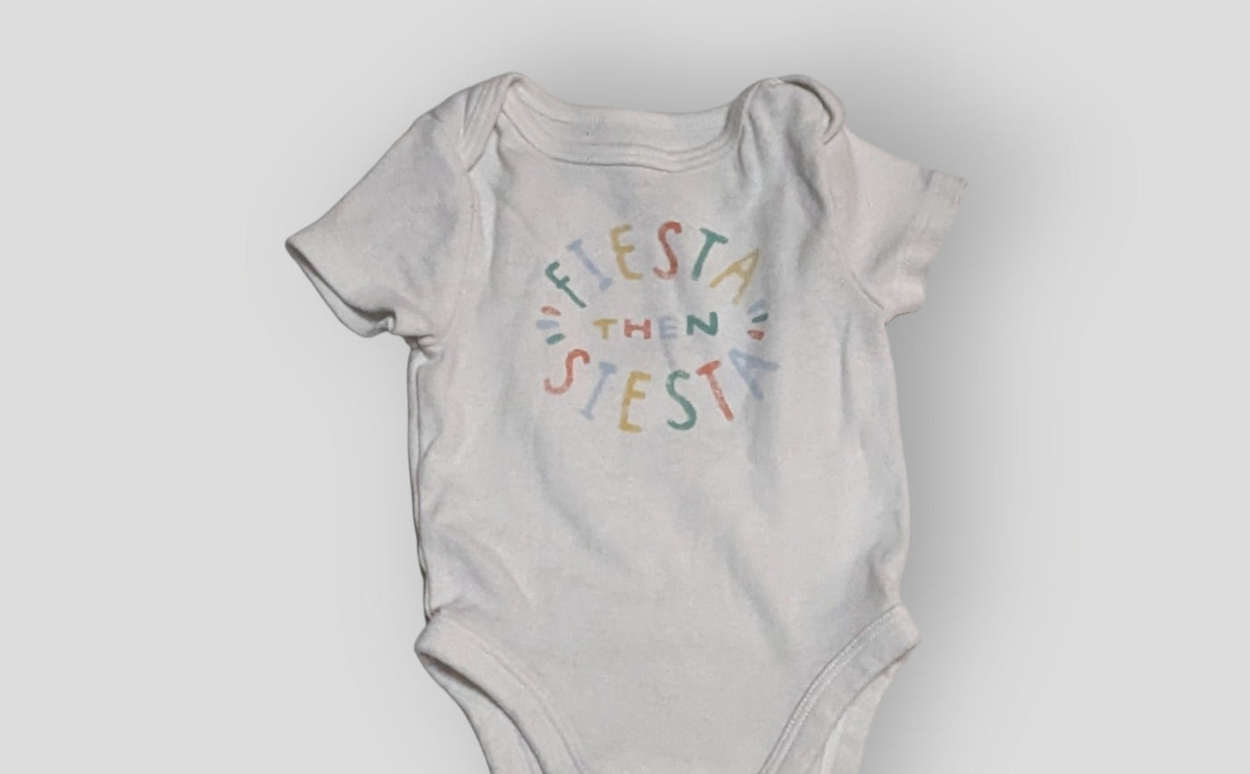 White "Fiesta then Siesta" Onesie (NB)