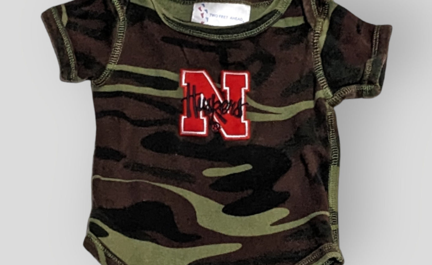 Two Feet Ahead Camo "Husker" Onesie (3M)