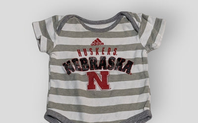 Adidas Grey and White Striped "Husker" Onesie (3M)