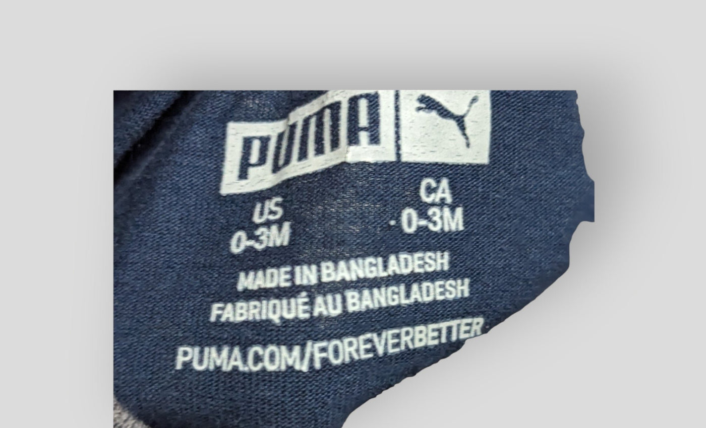 Puma Blue Striped Puma Onesie (3M)