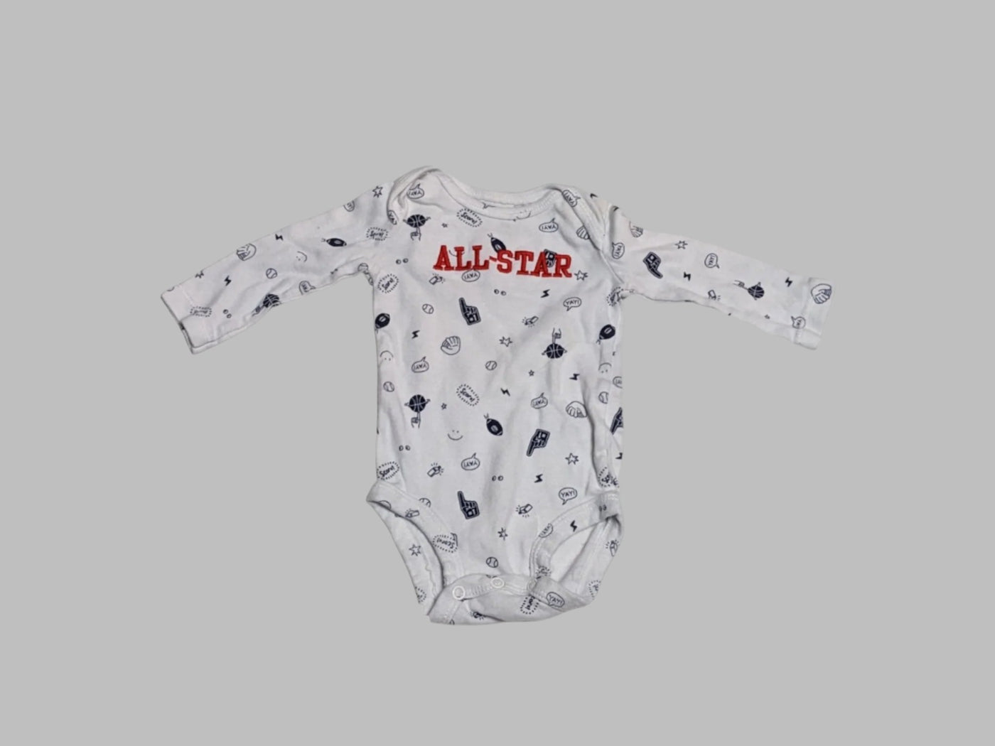 Faded Glory White "All Star" Onesie (3M)