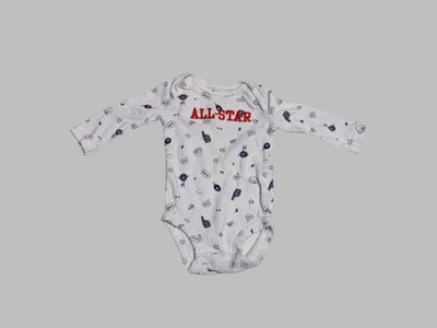 Faded Glory White "All Star" Onesie (3M)