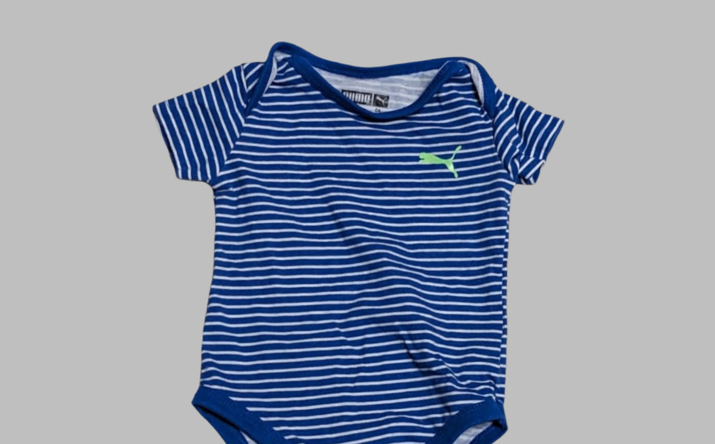 Puma Blue Striped Puma Onesie (3M)