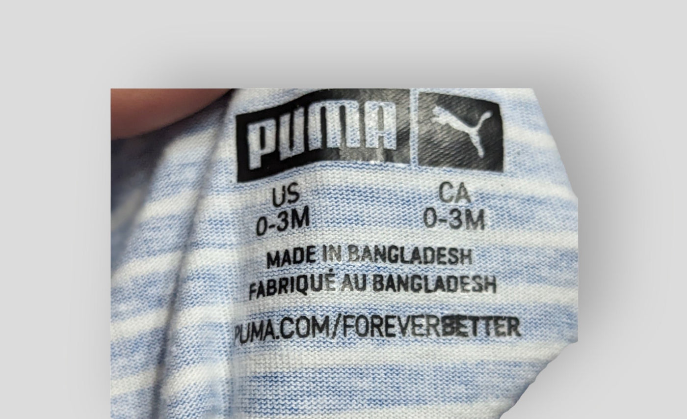 Puma Blue "Puma" Onesie (3M)