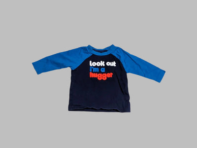 Okie Dokie Blue "Look out I am a hugger" Long Sleeve Shirt (3M)