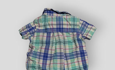 Small Wonders Blue Plaid Short Sleeve Button Up Shirt (3M)