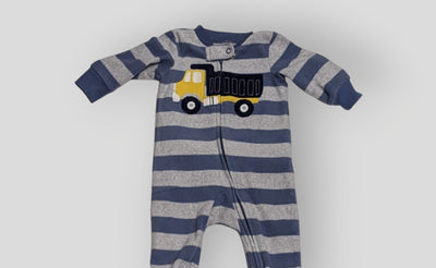 Carter's Blue and Grey Striped Truck Sleeper (3M)