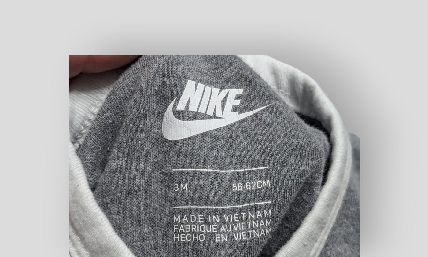 Nike Long Sleeve Grey Smiley Face Sleeper (3M)