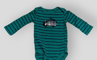 Just One You Teal " Mommy's Hero" Onesie (3M)