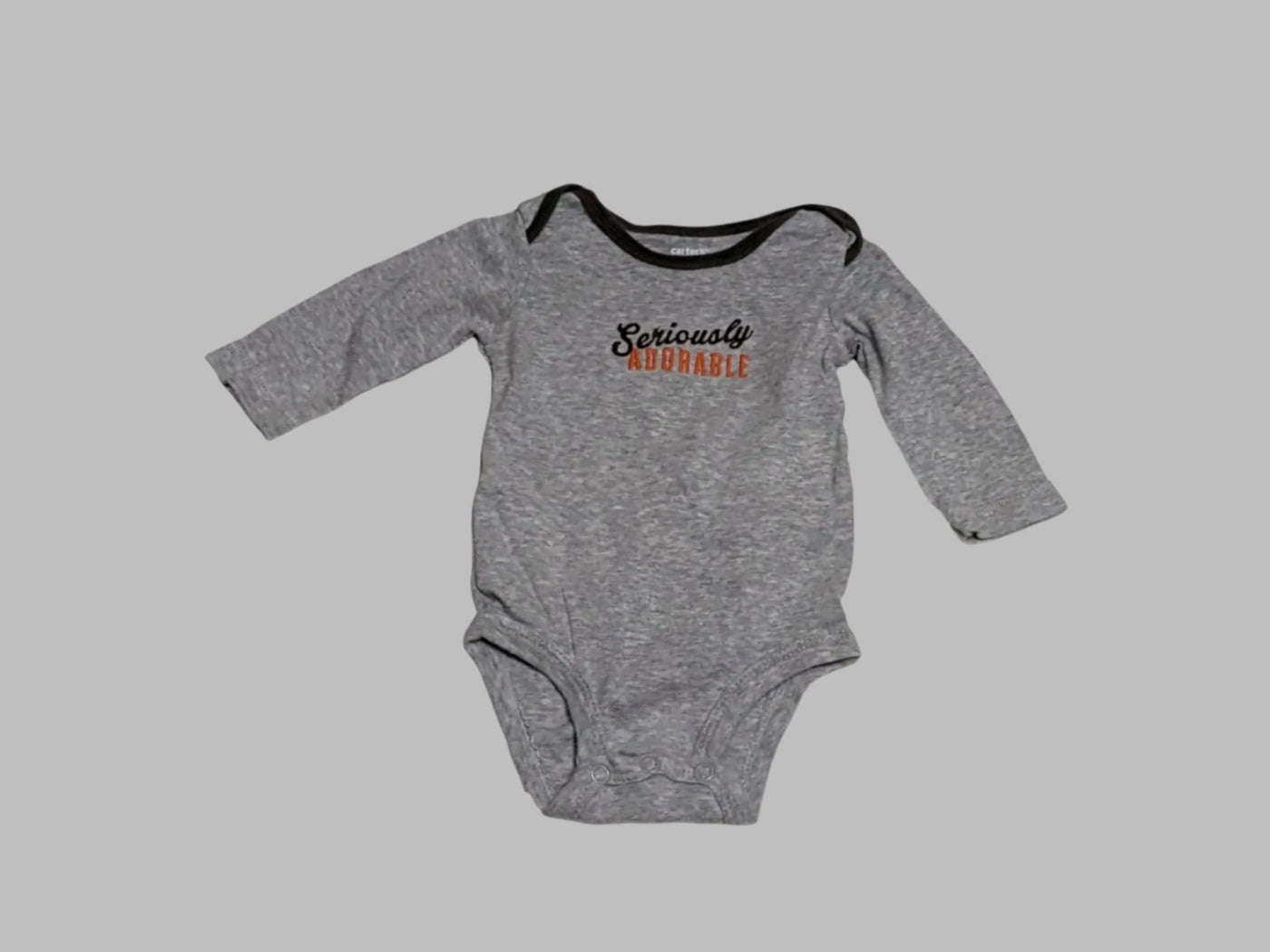 Carter's Grey "Seriously Adorable" Long Sleeve onesie (3M)