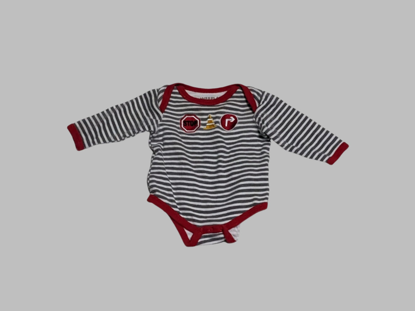 Carter's Black and white Stripped long sleeve onesie (3M)