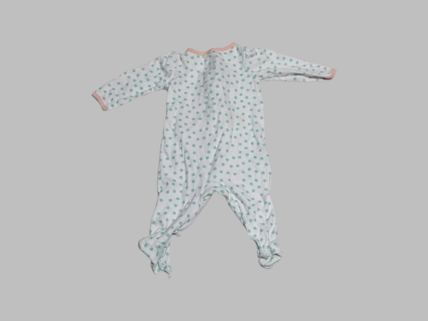 White Polka a dot Sleeper with decal (9M)