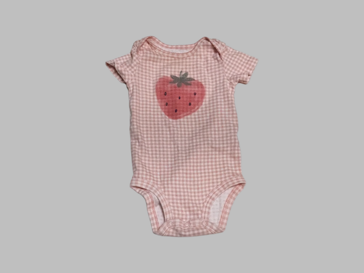 Just One You Red Strawberry Checkered Onesie (6M)