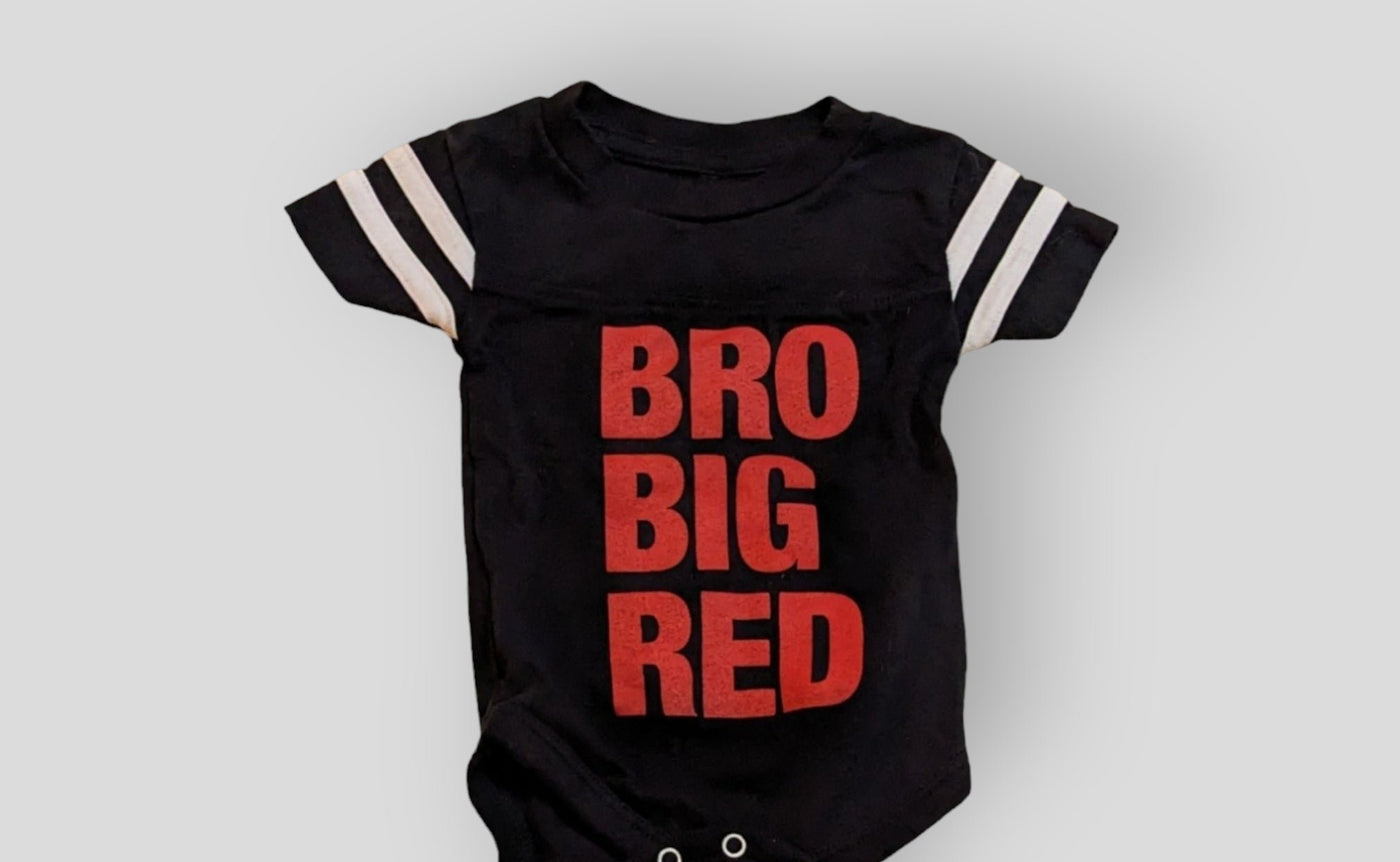 Black "Bro Big Red" Onesie (NB)