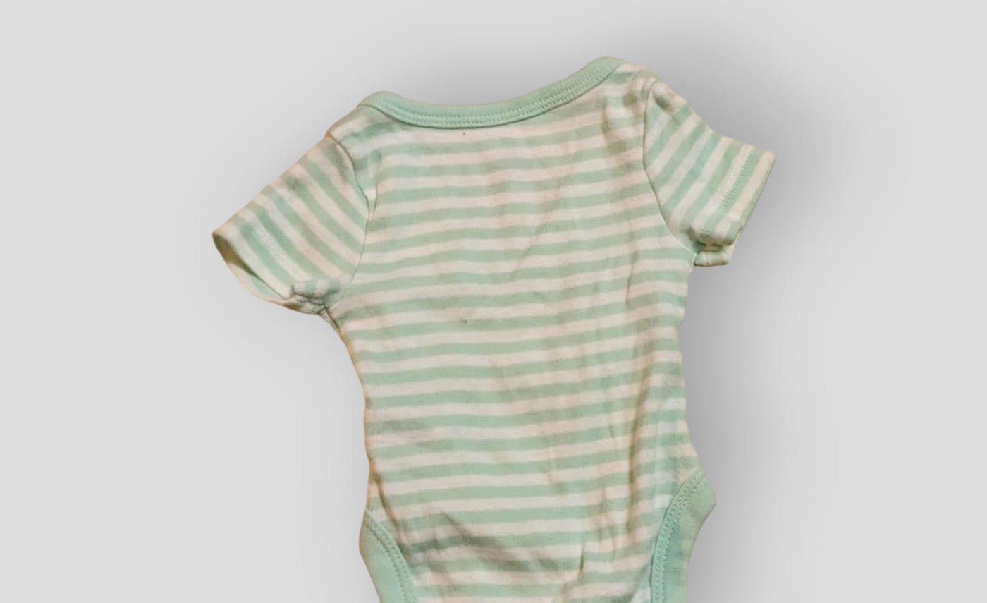 Cloud Island Green Stripped Cross body Onesie (NB)