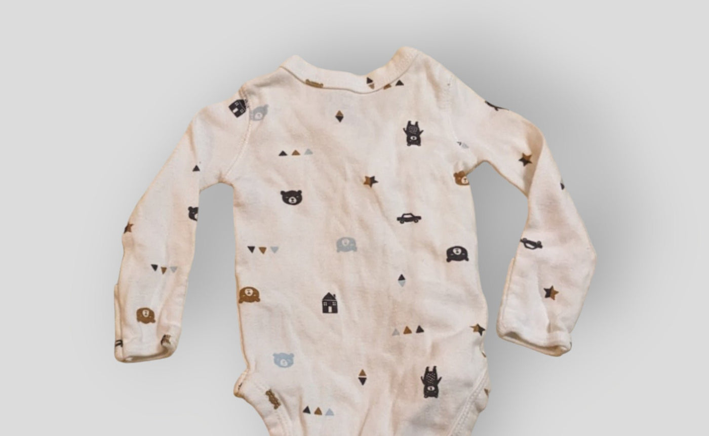 Cloud Island White Bear Crossbody Onesie (NB)