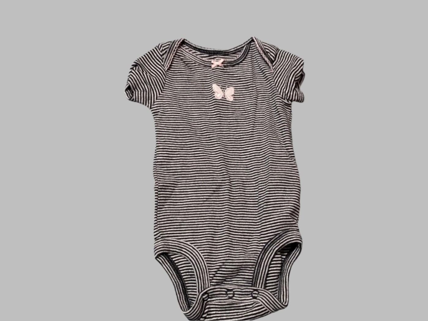 Carter's Black and white Striped short sleeve onesie (3M)