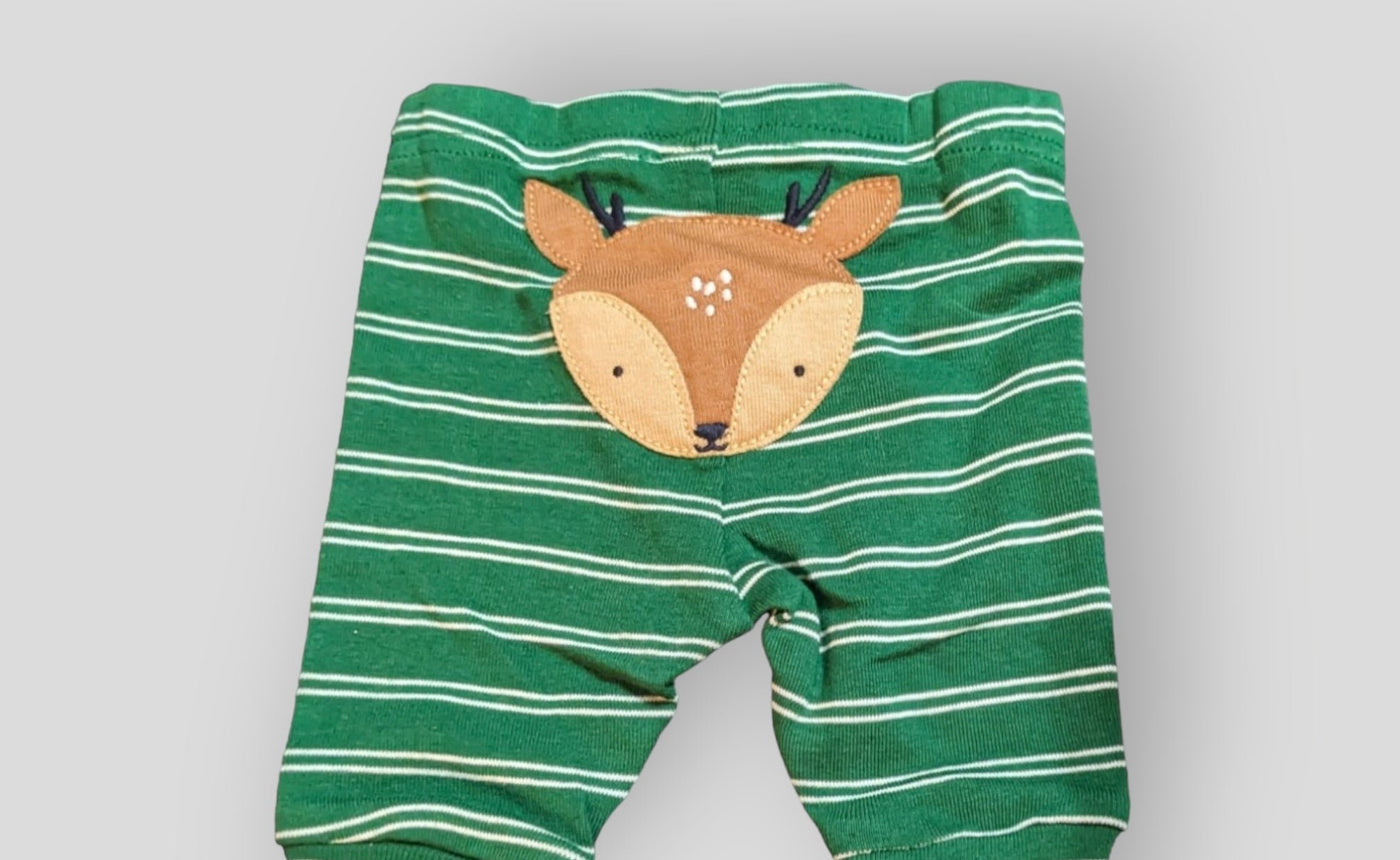 Just One You Green Reindeer Pants (NB)