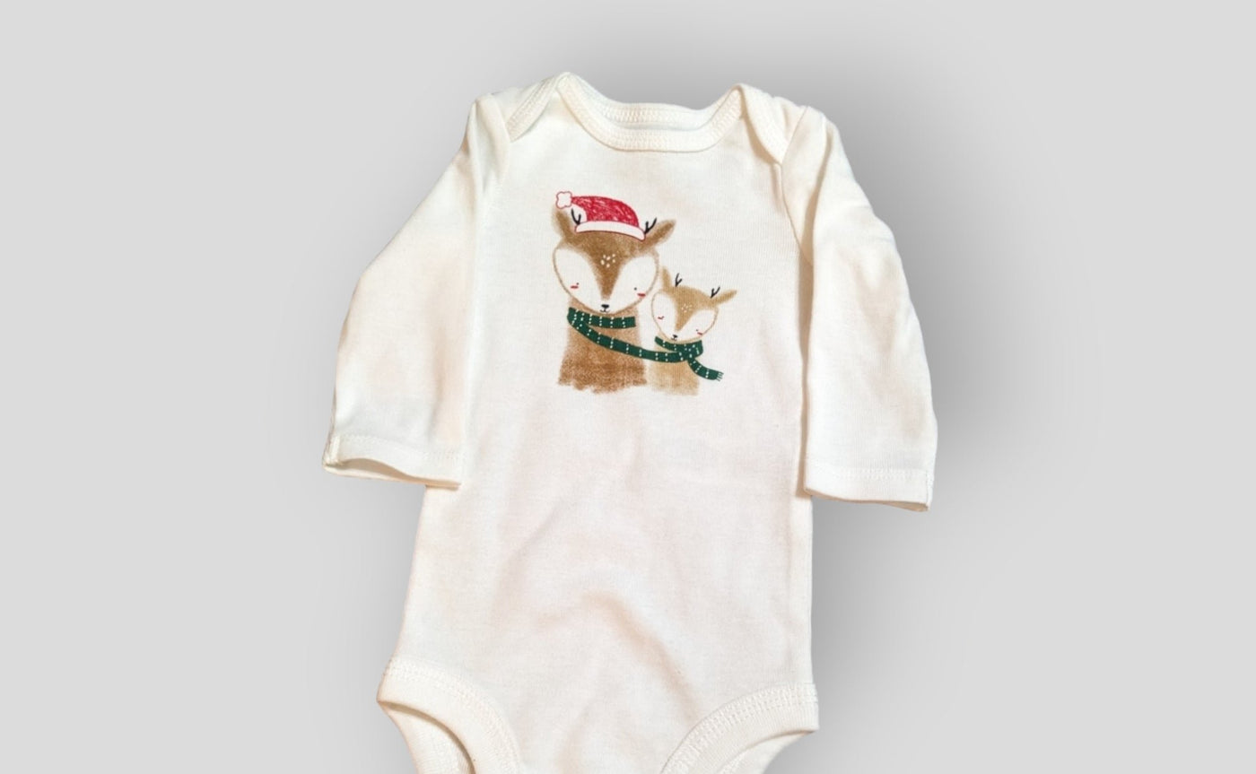 White Reindeer Onesie (NB)