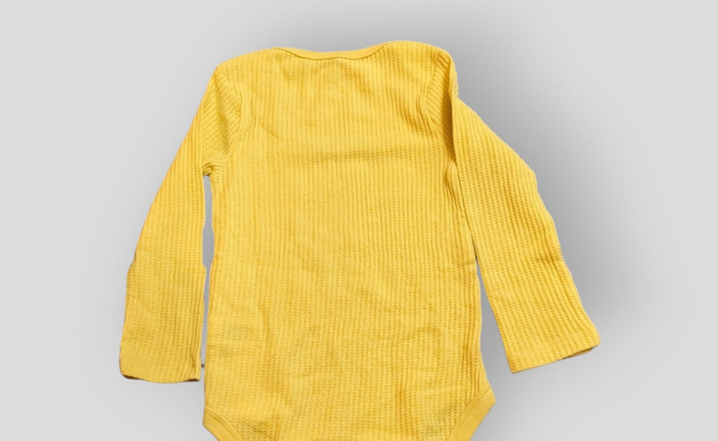 Yellow Waffled Onesie (24M)