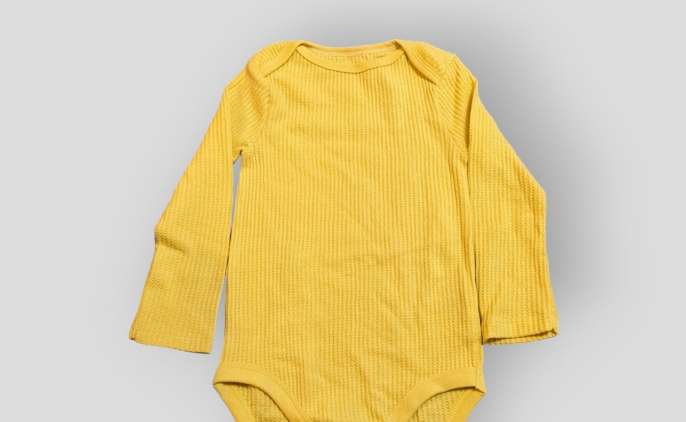 Yellow Waffled Onesie (24M)