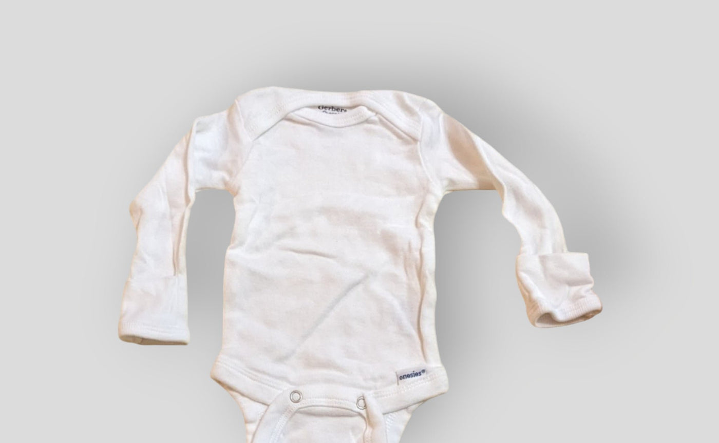 White Long Sleeve Onesie (NB)