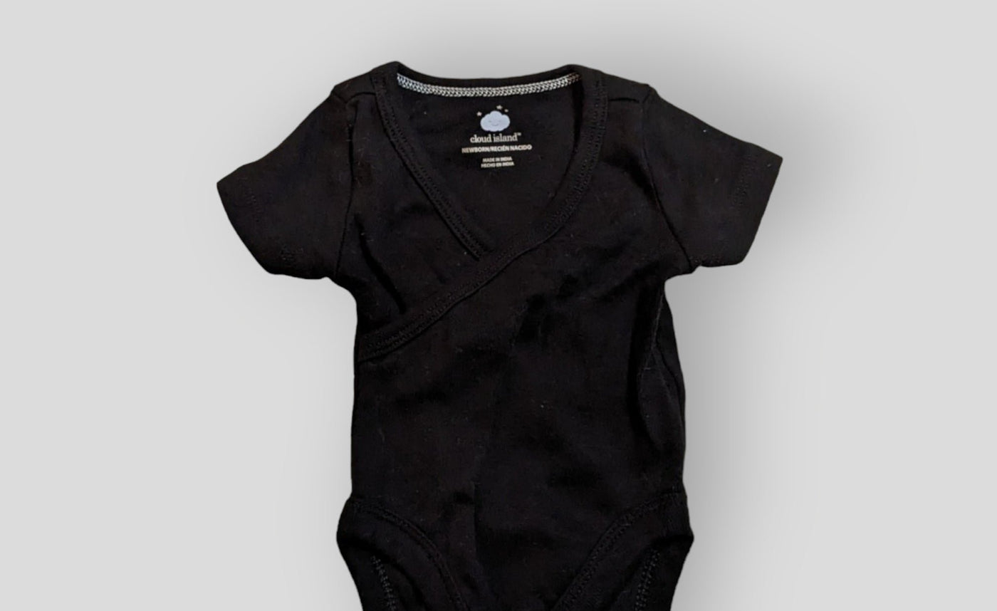 Cloud Island Black Crossover Onesie (NB)