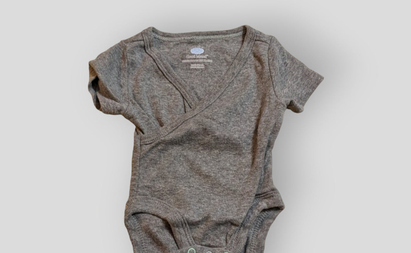 Cloud Island Grey Crossover Onesie (NB)